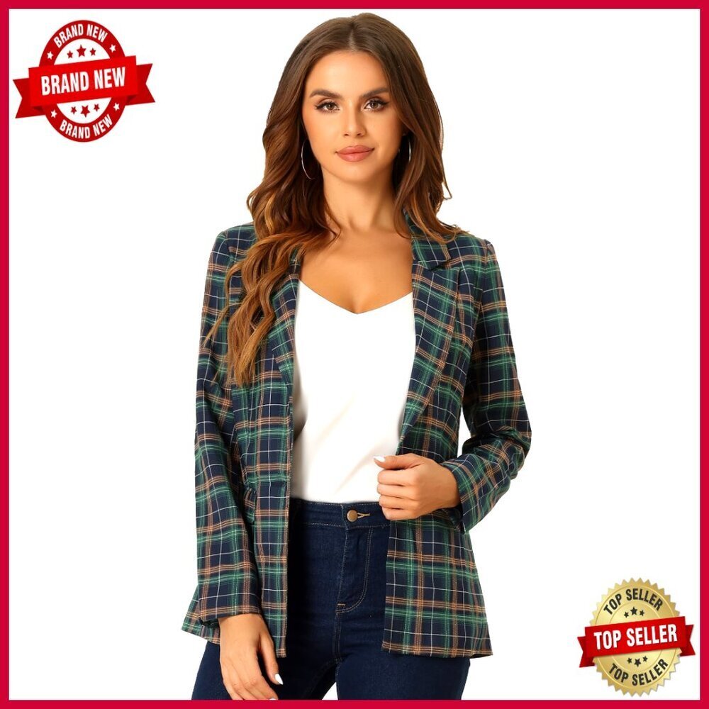Women's Houndstooth Blazer Notched Lapel One Button Boyfriend Fit